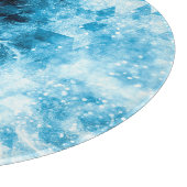 吠えるオオカミの冬の雪景色 青い煙の抽象 カッティングボード (角)