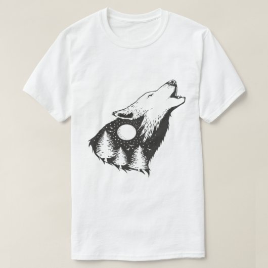 吠えるオオカミの月Tシャツ Tシャツ (デザイン正面)