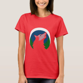吠えるオオカミ満月デザイン Tシャツ