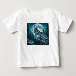 吠えるオオカミ ベビーTシャツ