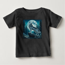 吠えるオオカミ ベビーTシャツ