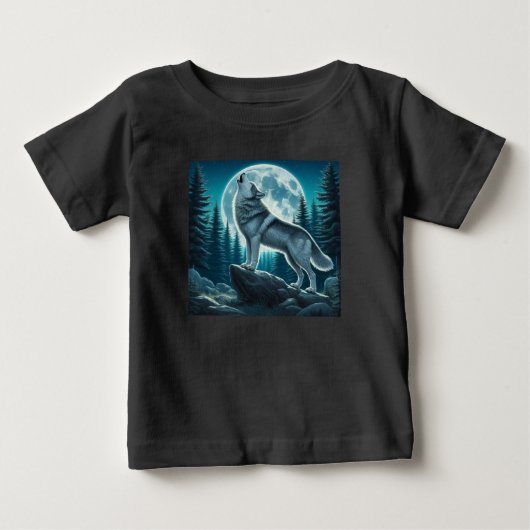 吠えるオオカミ ベビーTシャツ (正面)
