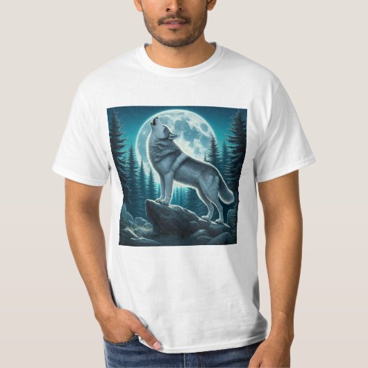 吠えるオオカミ Tシャツ (正面)
