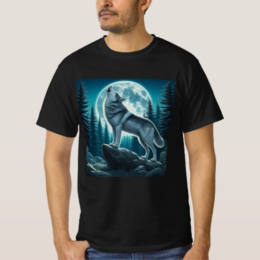 吠えるオオカミ Tシャツ (正面)