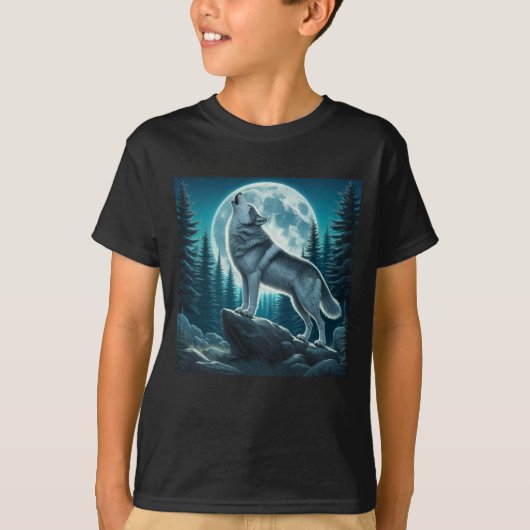吠えるオオカミ Tシャツ (正面)