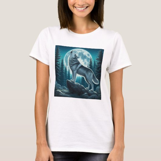 吠えるオオカミ Tシャツ (正面)