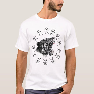 吠えるトラの棒人間グラフィック Tシャツ