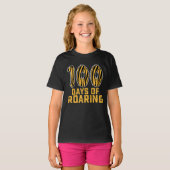 吠えるトラ100日おもしろ100日目 学校 Tシャツ (正面フル)