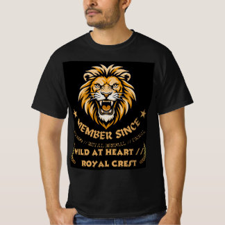 吠えるライオンの頭 ロイヤルクラスト 野生の心 創業19 Tシャツ
