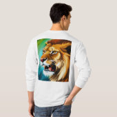 吠えるライオン横向き肖像画-57566 Tシャツ (裏面フル)