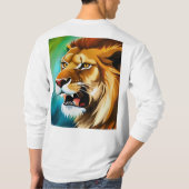 吠えるライオン横向き肖像画-57566 Tシャツ (裏面)
