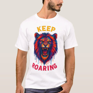 吠えるライオンTシャツ - ワイルドジャングルアニマルグラフィック Tシャツ