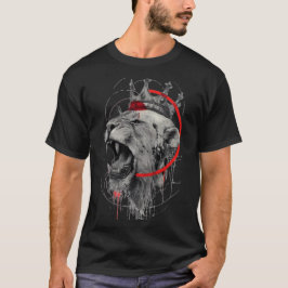 吠える冠のライオン・トラッシュポルカTシャツ Tシャツ
