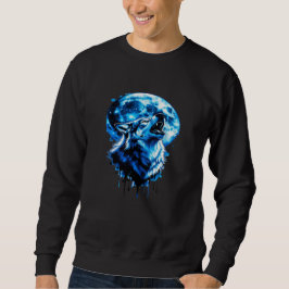 吠える月の狼タトゥーTシャツ — Blue Ink Dream, Mys スウェットシャツ