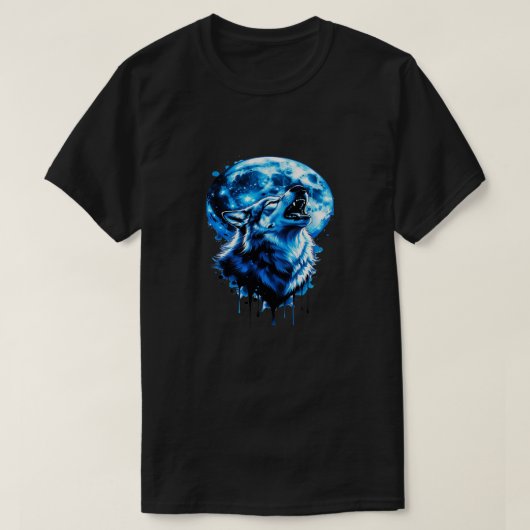 吠える月の狼タトゥーTシャツ — Blue Ink Dream, Mys Tシャツ (デザイン正面)