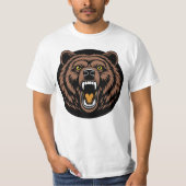 吠える熊の力のエンブレム Tシャツ (正面)