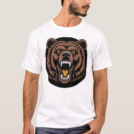 吠える熊の力のエンブレム Tシャツ