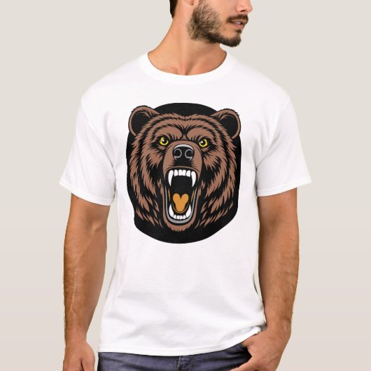 吠える熊の力のエンブレム Tシャツ (正面)