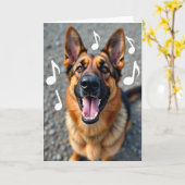吠える犬の誕生日カード カード (黄色い花)