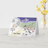 吠える犬犬犬小屋面白い誕生日カード カード (黄色い花)