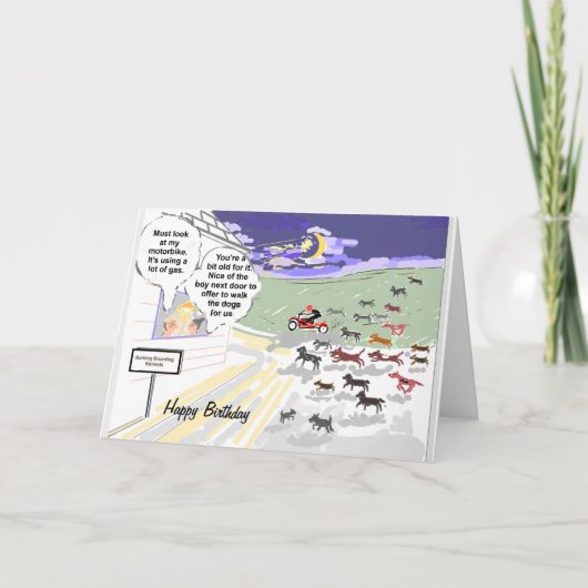 吠える犬犬犬小屋面白い誕生日カード カード (正面)