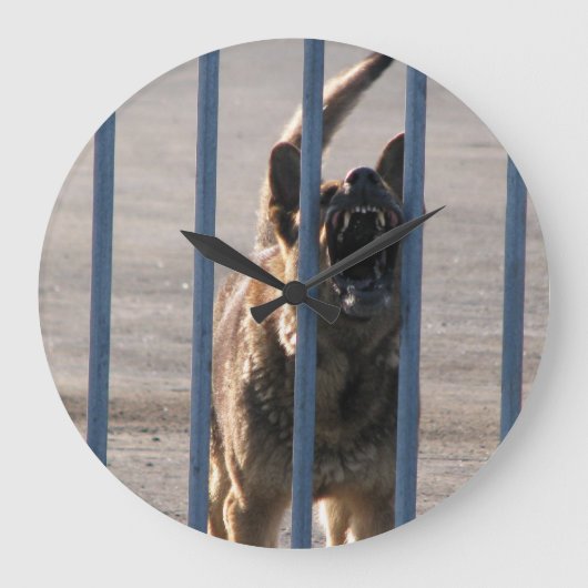 吠える犬 ラージ壁時計 (正面)