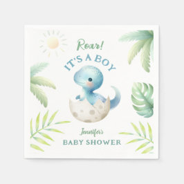 吠えろ男の子だ!かわいい恐竜の赤ちゃんシャワー スタンダードカクテルナプキン