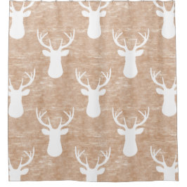 吠え声パターンのシカの頭部 シャワーカーテン