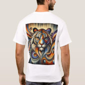 「吠え威厳のあるる、抽象芸術の混乱状態の中の獅子」 Tシャツ (裏面)