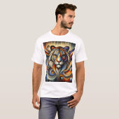 「吠え威厳のあるる、抽象芸術の混乱状態の中の獅子」 Tシャツ (正面フル)