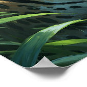 吠え素晴らしるヒョウ絵画の野生動物 ポスター (角)