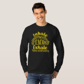 否定的なメキシコの食べおもしろい物を吐き出すInhaleタコス Tシャツ (正面フル)