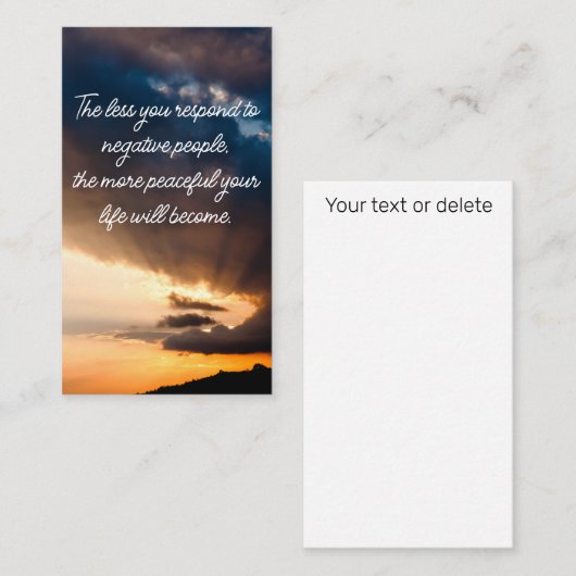 否定的な人々のサンセット写真に反応しない 名刺 (正面/裏面)