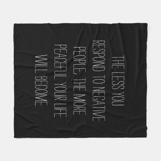 否定的な人々への反応を減らす引用文 |黒 フリースブランケット (正面(横))