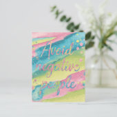 否定的な人々を避ける水の色タイポグラフィ ポストカード (スタンド正面)