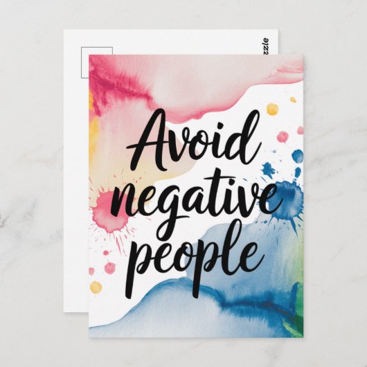 否定的な人々を避ける水の色(ばちゃばちゃ)跳ねる ポストカード (正面/裏面)