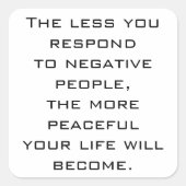 否定的な人に反応が少なくなる – Wステッカー スクエアシール (正面)