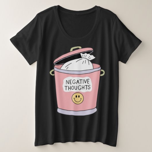 否定的な思遠くにいを投げ掛ける プラスサイズTシャツ (デザイン正面)