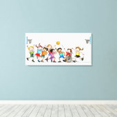 含む子どものグループのイラストレーション キャンバスプリント (インサイチュ (ウッドフロア))