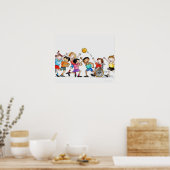 含む子どものグループのイラストレーション ポスター (キッチン)