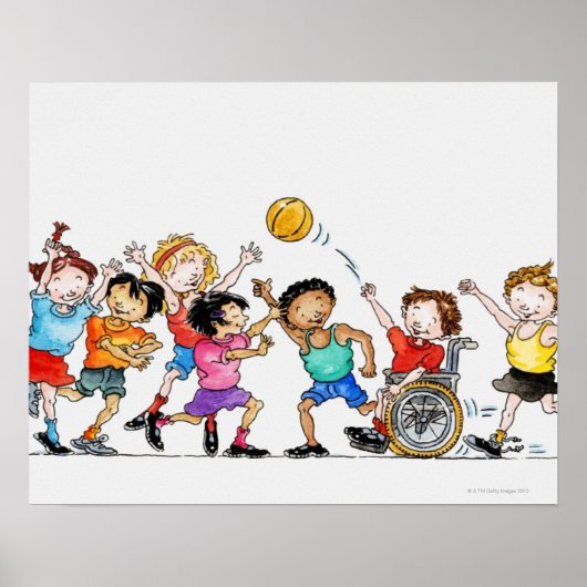 含む子どものグループのイラストレーション ポスター (正面)