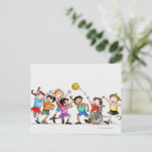 含む子どものグループのイラストレーション ポストカード (スタンド正面)