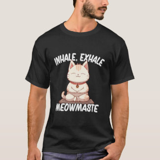 吸って吐いてミャオマスター ヨガ猫 Tシャツ