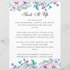 吸よ。赤ちゃんシャワーゲーム。紫のフローラ