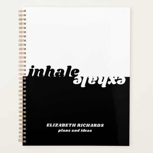 吸モダン息性引用文タイポグラフィ白黒 プランナー手帳 (正面)