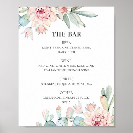 吸肉結婚の。サボテンのアルコール飲料バー ポスター (正面)