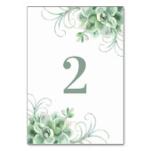 吸肉結婚の。サボテンの緑。水彩サボテン テーブルナンバー (裏面)