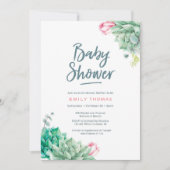 吸肉花模様ガールベビーシャワー招待状 招待状 (正面)