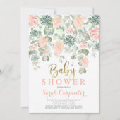 吸肉類、アンスリウム·フローラ·ベイビー·シャワー·ガール 招待状 (正面)