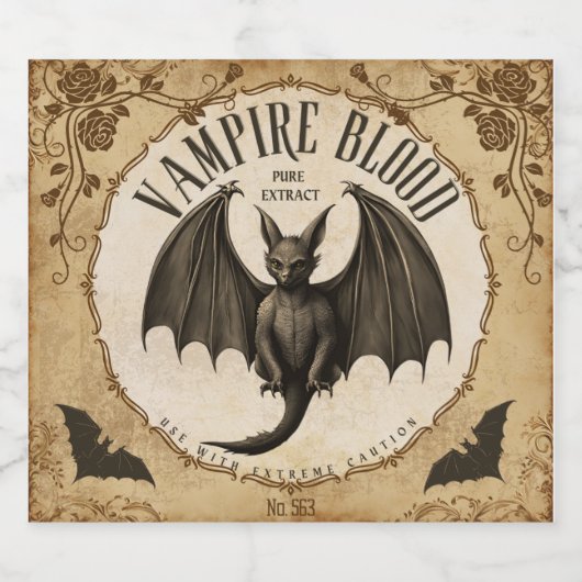 吸血純粋抽出物：ハロウィーンを持ち上げる リキュールボトルラベル (シングルラベル)